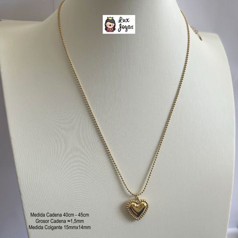 Collar Baño De Oro Amarillo 18k Pelotitas Corazón-3