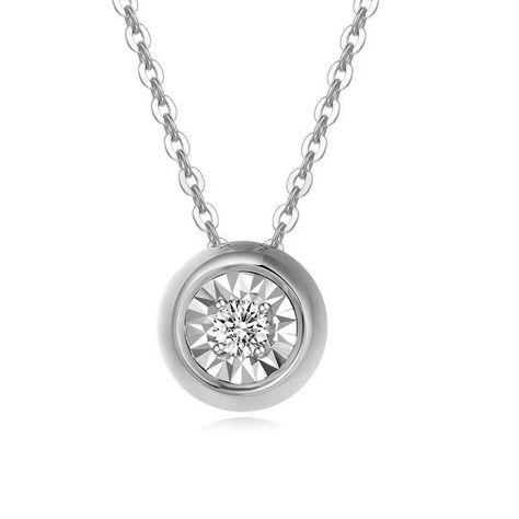CADENA ESLABONES ORO BLANCO 18K COLGANTE PUNTO DE LUZ DIAMANTE 2P-0