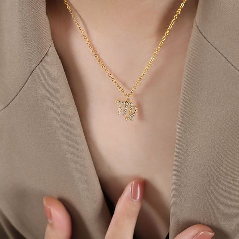 Collar Baño Oro 18k Signo Zodiaco Virgo-1