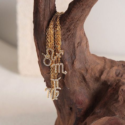 Collar Baño Oro 18k Signo Zodiaco Virgo-4