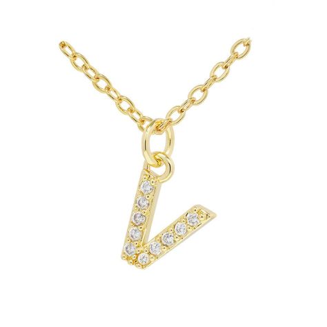 Collar Baño Oro 18k Letra Inicial Brillitos V-2