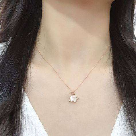 CADENA ESLABONES ORO ROSADO 18K COLGANTE ELEFANTE NÁCAR DIAMANTE 1P 18K-4