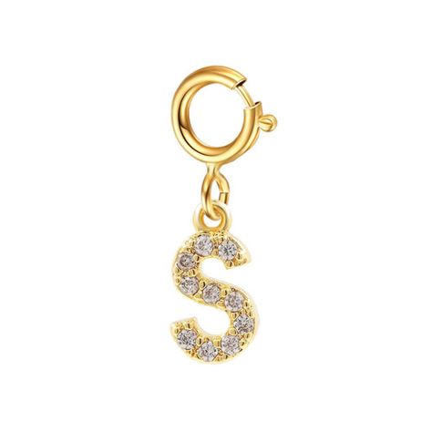 Cadena Eslabones Oro Amarillo 18k Charm Letras Inicial S Full Diamante-0