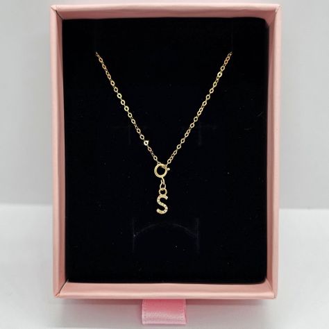 Cadena Eslabones Oro Amarillo 18k Charm Letras Inicial S Full Diamante-2