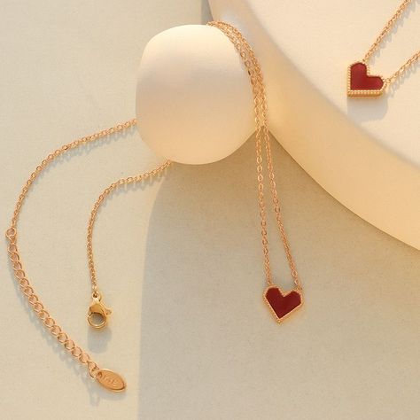 Collar Baño Oro Amarillo 18k Corazón Rubí-1