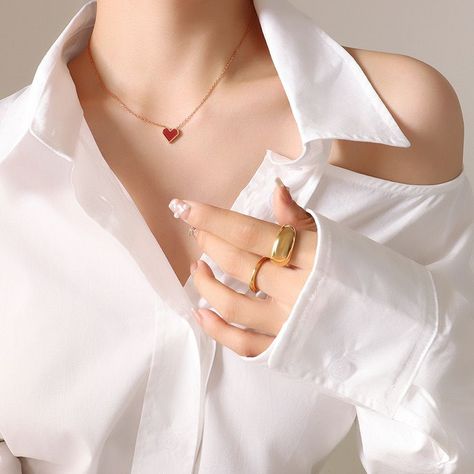 Collar Baño Oro Amarillo 18k Corazón Rubí-2