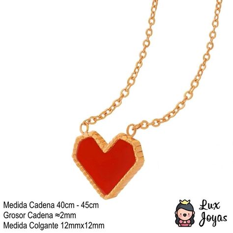 Collar Baño Oro Amarillo 18k Corazón Rubí-3