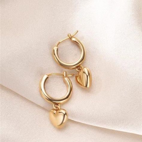 AROS ARGOLLAS CORAZÓN INFLADO ORO AMARILLO 18K-1