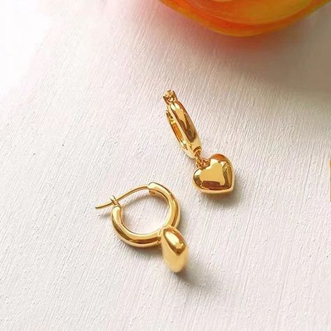 AROS ARGOLLAS CORAZÓN INFLADO ORO AMARILLO 18K-2