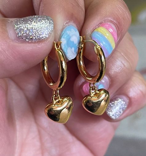 AROS ARGOLLAS CORAZÓN INFLADO ORO AMARILLO 18K-3