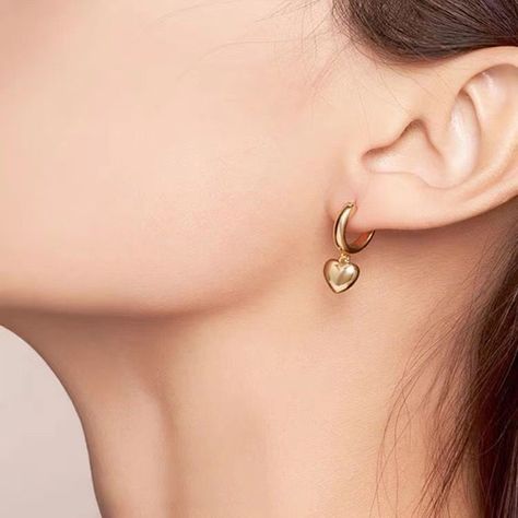 AROS ARGOLLAS CORAZÓN INFLADO ORO AMARILLO 18K-5