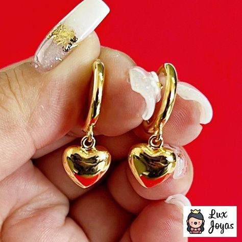 AROS ARGOLLAS CORAZÓN INFLADO ORO AMARILLO 18K-6