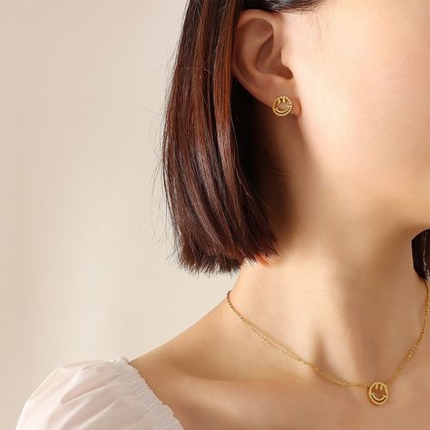 Aros Baño Oro Amarillo 18k Pegados Smile-2