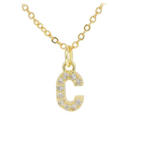 Collar Baño Oro 18k Letra Inicial C Brillitos-0