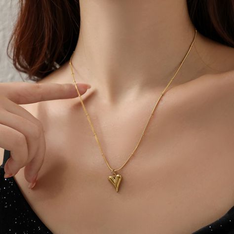 Collar Baño Oro Amarillo 18 Kilates Cola Topo Pelotitas Corazón-3