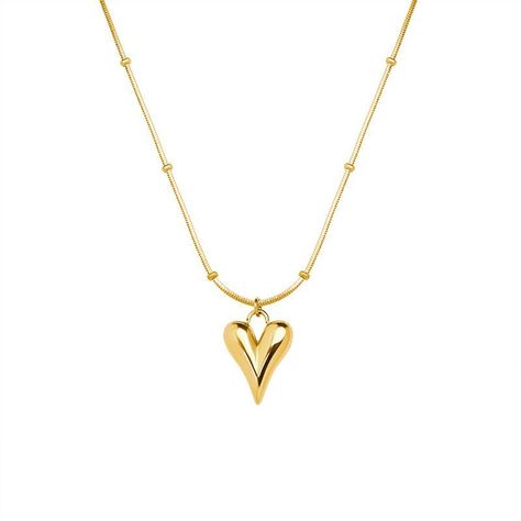 Collar Baño Oro Amarillo 18 Kilates Cola Topo Pelotitas Corazón-0