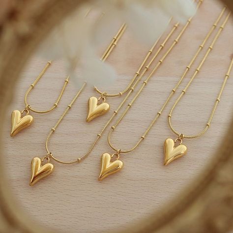 Collar Baño Oro Amarillo 18 Kilates Cola Topo Pelotitas Corazón-1