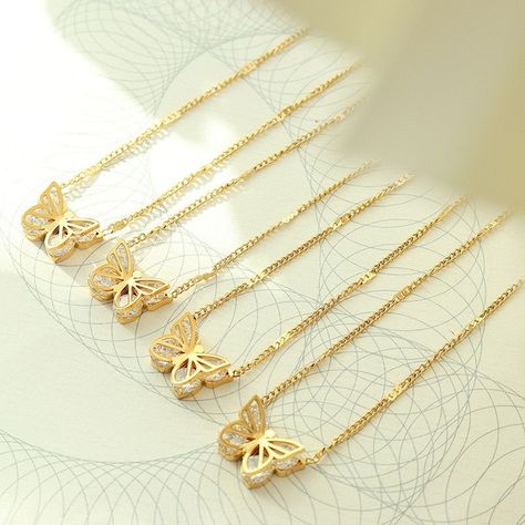 Collar Baño Oro 18k Mariposa Lux-1