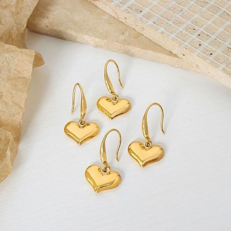 Aros Baño Oro Amarillo 18k Gancho Corazón-1