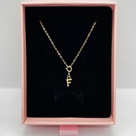 Cadena Eslabones Oro Amarillo 18k Charm Letras Inicial F Full Diamante-2