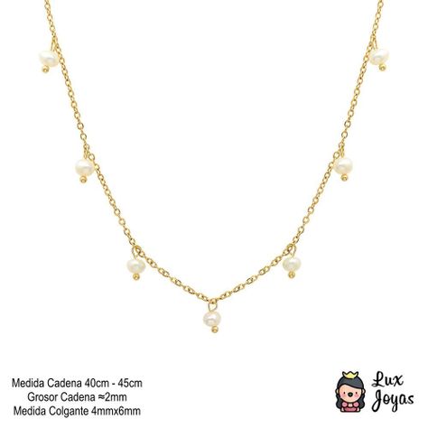 Collar Baño Oro 18 Kilates 9 Perlitas Agua Dulce-3