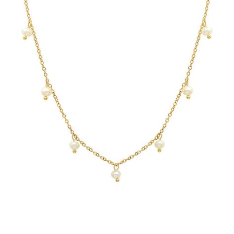 Collar Baño Oro 18 Kilates 9 Perlitas Agua Dulce-0