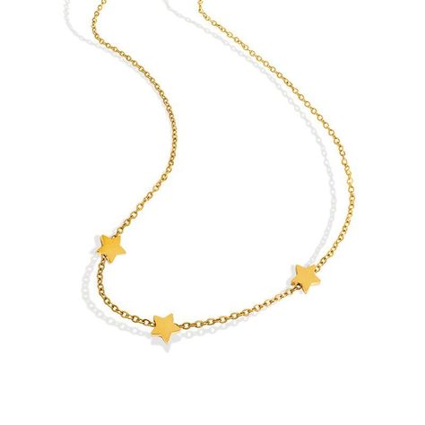 Collar Baño De Oro Amarillo 18k 3 Estrellas-0