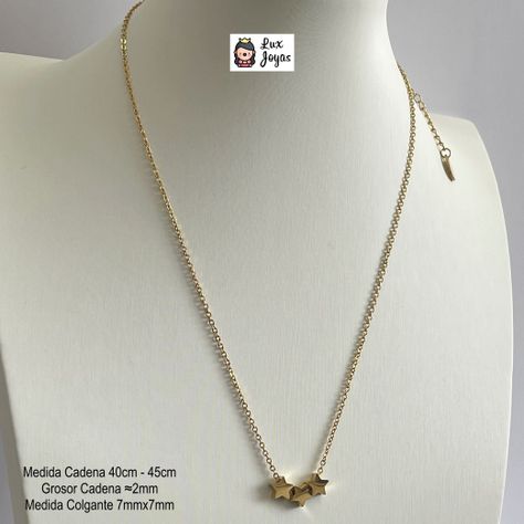 Collar Baño De Oro Amarillo 18k 3 Estrellas-4