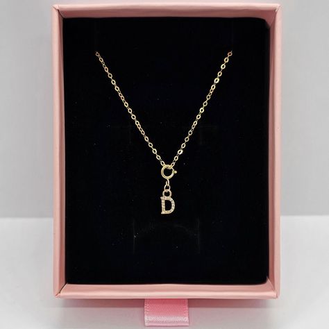 Cadena Eslabones Oro Amarillo 18k Charm Letras Inicial D Full Diamante-2