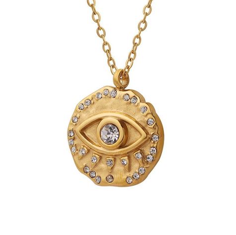 Collar Baño Oro 18k Disco Ojo Brillitos-0