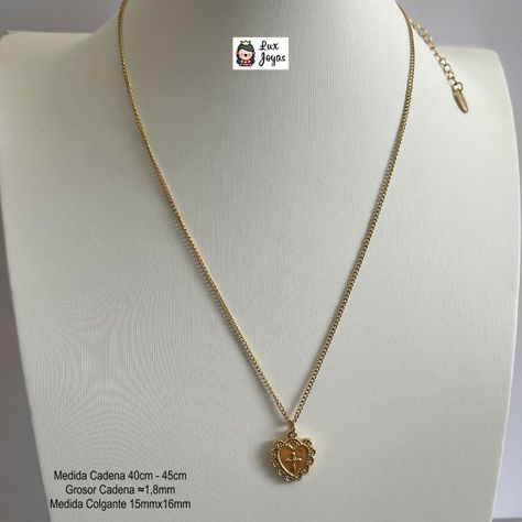 Collar Baño De Oro Amarillo 18k Corazón Dis Cruz-3