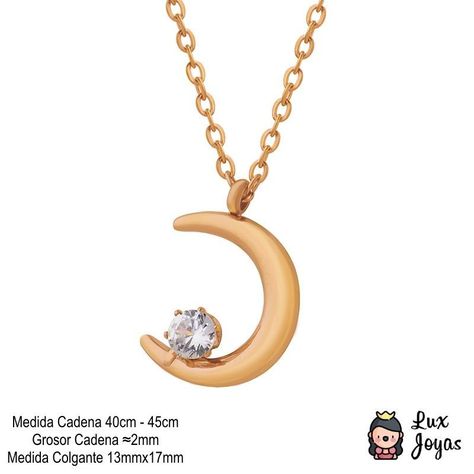 Collar Baño Oro 18 Kilates Luna Punto De Luz-3