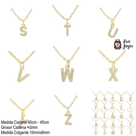 Collar Baño Oro 18k Letra Inicial Brillitos N-6