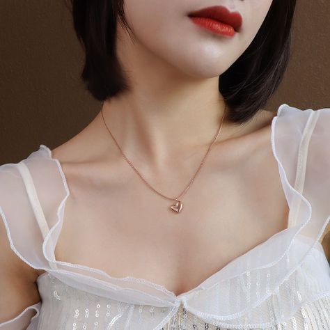 Collar Baño De Oro Rosado 18 Kilates Corazón Chec-1