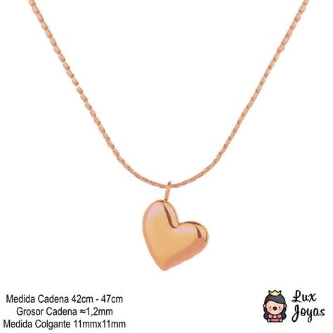 Collar Baño De Oro Rosado 18 Kilates Corazón Chec-2