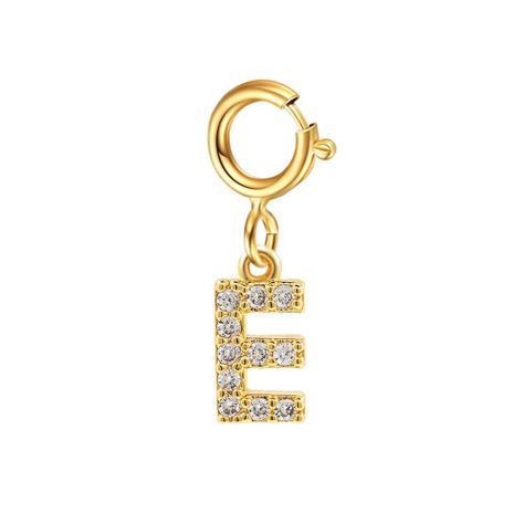 Cadena Eslabones Oro Amarillo 18k Charm Letras Inicial E Full Diamante-0