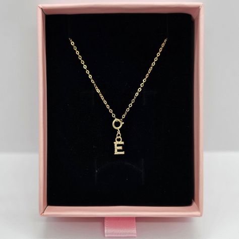 Cadena Eslabones Oro Amarillo 18k Charm Letras Inicial E Full Diamante-2