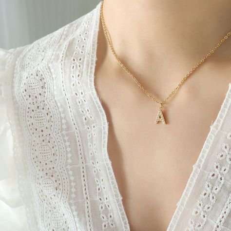Collar Baño Oro 18k Letra Inicial A Brillitos-1