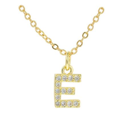 Collar Baño Oro 18k Letra Inicial E Brillitos-0