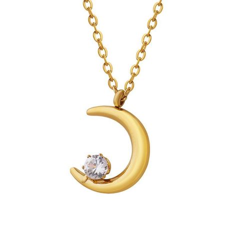 Collar Baño Oro 18k Luna Punto De Luz-0