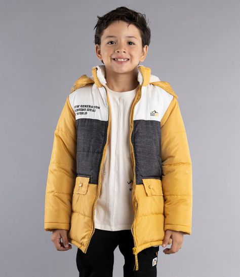 Parka Niño Impermeable Con Polar Interior Black And Blue Mostaza-0