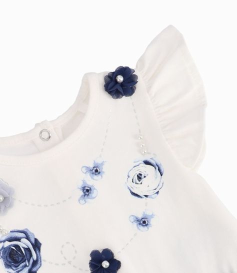 Conjunto Recién Nacida Con Tul y Flores Limonada Azul Marino-1