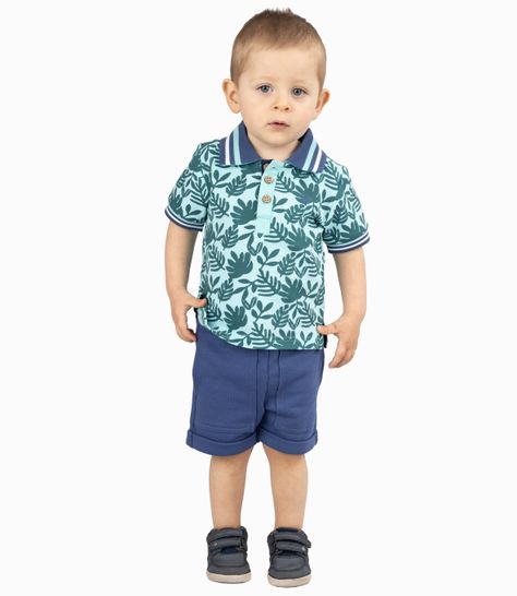Polera Bebé Niño Con Cuello Turquesa-0