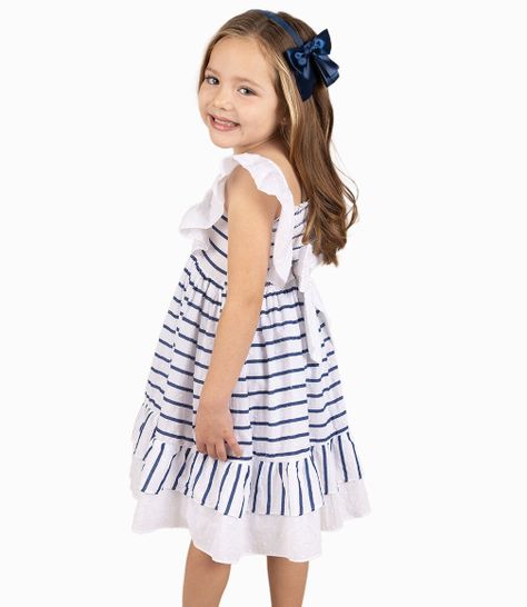 Vestido Niña Con Rayas Azul Marino-2