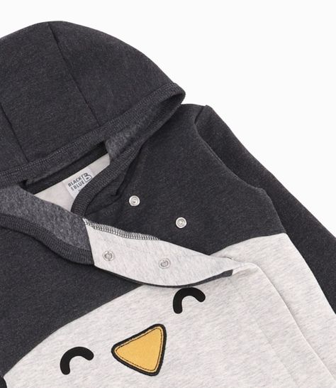Conjunto Recién Nacido Pinguino Con Cierre Lateral B&B Gris-2