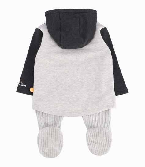 Conjunto Recién Nacido Pinguino Con Cierre Lateral B&B Gris-1