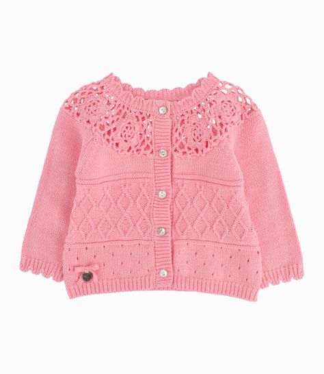 Chaleco Con Flores Crochet Bebé Niña Rosado Limonada-0