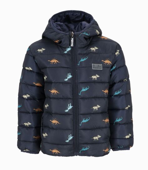 Parka niño con dinosaurios azul marino Black and Blue-0