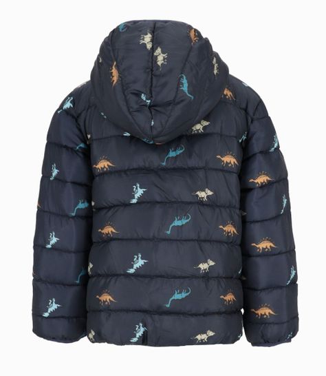 Parka niño con dinosaurios azul marino Black and Blue-1