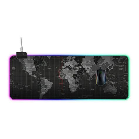 Mouse Pad Gamer Xl Antideslizante Mapamundi Rgb 80x30cm Negro-1